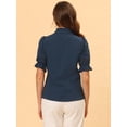 thumbnail image 4 of INSPIRE CHIC Women's Stand Collar Button Down Ruffle Neck Blouse Top, 4 of 5
