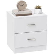 HOMCOM Bedside Table with 2 Drawers, Modern Nightstand for Bedroom, White