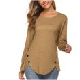 thumbnail image 2 of Long Sleeve Tops for Women Casual Solid Color O-Neck Pullover Long Sleeve Irregular Tops Blouse Tops for Women 3/4 Sleeve Casual Tops for Women Tops Long Sleeve, 2 of 5