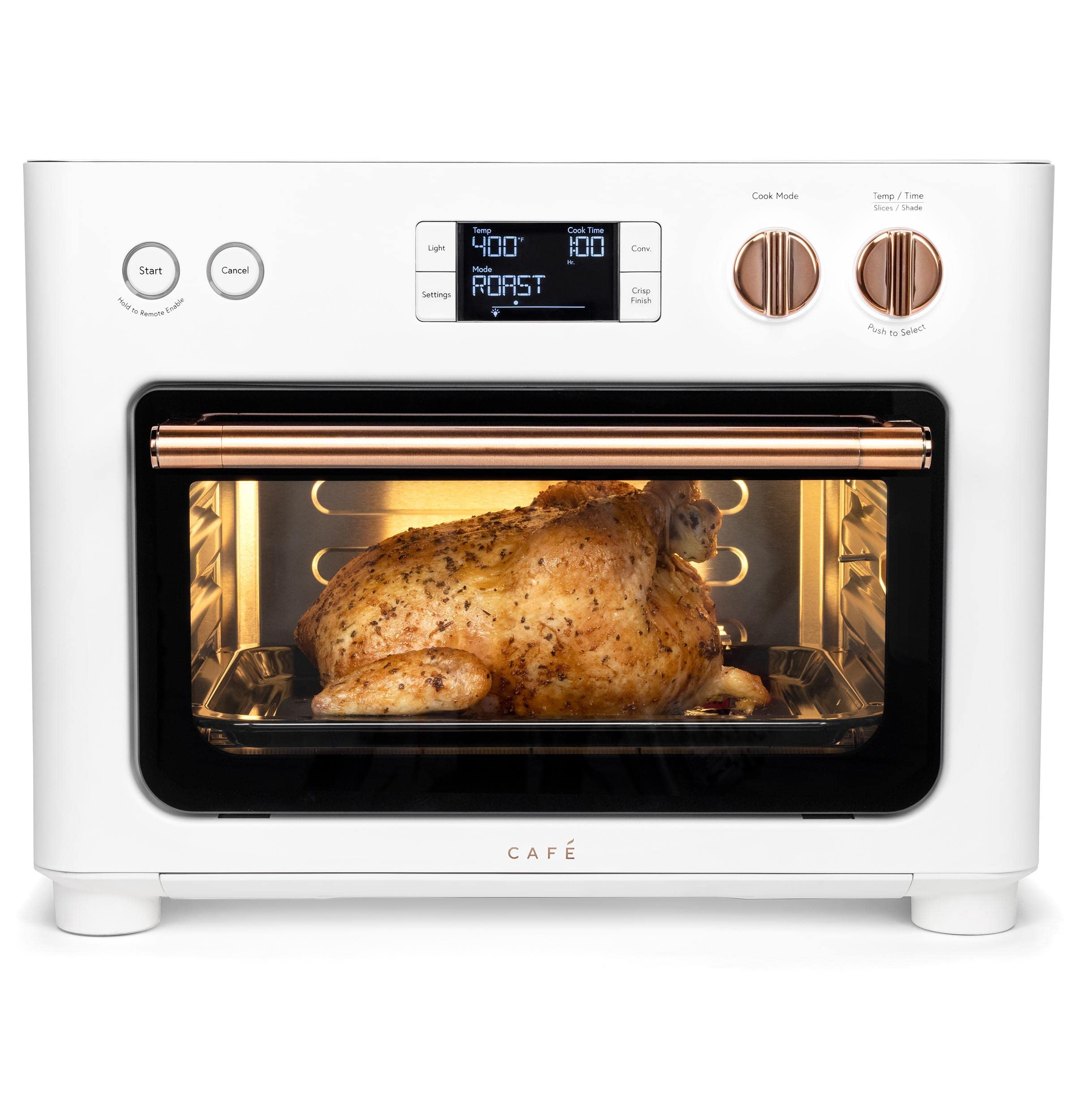 CafÃ© Couture Oven with 14 essential cooking modes, including Air Fry, CrispFinish, Bake, Broil, Roast, Toast, Pizza, WiFi & Smart Connected, Voice Control, Countertop Small Appliances, Matte White