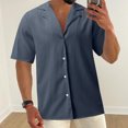 thumbnail image 4 of BOBOGOJP Chemise Homme Manches Courtes Boutonnée avec Poche, Gris Foncé L, 4 of 5