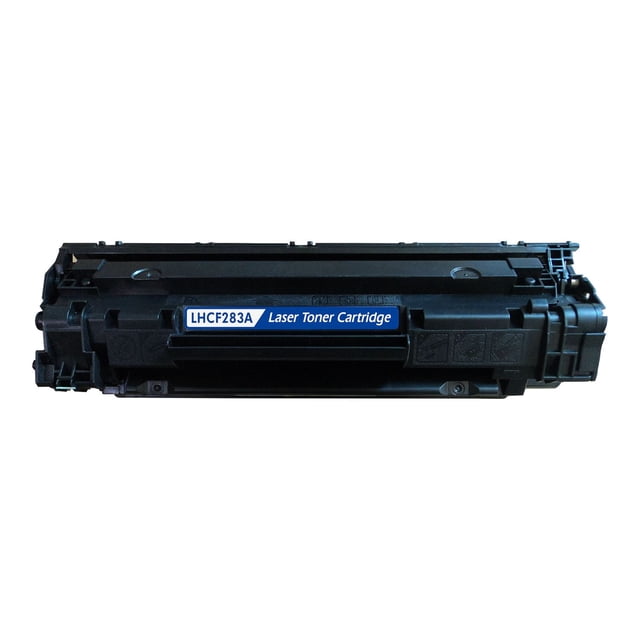 L-ink Cartouche de Toner Noire Compatible HP 83A (CF283A) Montrée en Face avec un Corps en Plastique Noir et une Étiquette Bleue Lisant « LHCF283A ». Cette Cartouche Certifiée ISO Offre un Texte et des images Nets avec un Rendement de 1500 Pages, Idéale pour les Imprimantes HP LaserJet Pro et une Impression Économique.