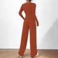 thumbnail image 4 of Timegard Womens Going out Sets 2 Piece Fall Casual Slim Long Sleeve Tops Wide Leg Pants Solid Color Sets, 4 of 7