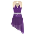 thumbnail image 4 of Moggemol Haut de Danse Lyrique pour Femme à Col Rond Sans Manches, Haut de Ballet avec Jupe Irrégulière, Violet, TG, 4 of 5