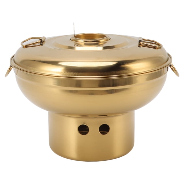 Charcoal Hot Pot, Fast Heating Dry Ice Hot Pot Stainless Steel Reinforced Handle Portable For Home Gold,Silver
