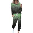 thumbnail image 2 of Soldes de Liquidation tumgatte Tenues pour Femmes Tenues Décontractées Grande Taille Tenues d'Automne pour Femmes Ensemble Détente Mode Imprimé Manches Longues Col Rond Chandail à Enfiler Hauts et Pantalons Ensemble 2 Pcs pour Femmes, 2 of 5