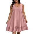 thumbnail image 3 of Sentmoon Robe Femme Été 2026 Couleur Unie Sans Manches Col Ras du Cou Longueur Genou Robe pour Femmes Coupe Ample Grande Taille pour Sortir et Fête L, 3 of 9