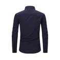 thumbnail image 3 of RXIRUCGD Mode Homme Uni Col Rabattu Demi-Cardigan Haut Décontracté Chemise Hauts à Boutons, Marine, Taille : 3TG, 3 of 3