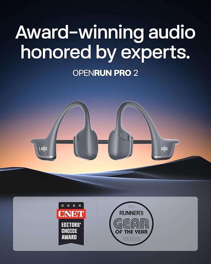 SHOKZ OpenRun Pro 2|Bone Conduction Sport Headphones | Black