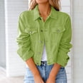 thumbnail image 2 of IROINID Veste en Denim pour Femme à Manches Longues, Couleur Unie, Col à Revers, Manteau, Poches Confortables, Veste en Denim, Manteau, 2 of 6