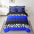 thumbnail image 2 of Erosebridal Blue Cheetah Print Bedding Sets Full Size, Rustic Animals Comforter Sets with Sheets, Zebra Room Decor, Reversible 7-Piece, 2 of 5