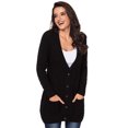 thumbnail image 3 of Women Black/Gray/Green/Red/Purple Front Pocket and Buttons Closure Cardigan, 3 of 4