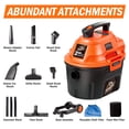 thumbnail image 4 of Armor All AA255W 2.5 Gallon Wet/Dry Vac 2.0 Peak HP Shop Vacuum with Nozzles &amp; Brush, 2.5-Gallon, Orange/Black, 4 of 6
