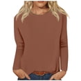 thumbnail image 1 of Timegard Womens Tops Long Sleeve Round Neck Solid Color Basic Tee Fall Casual Comfy Loose Tops Blouse, 1 of 5