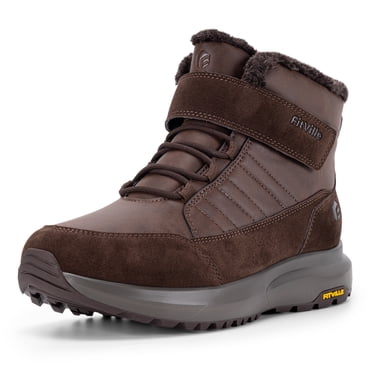 FitVille Bottes d'Hiver Larges pour Hommes, Bottes de Neige Chaudes pour Hommes avec Fermeture à Crochet et Boucle
