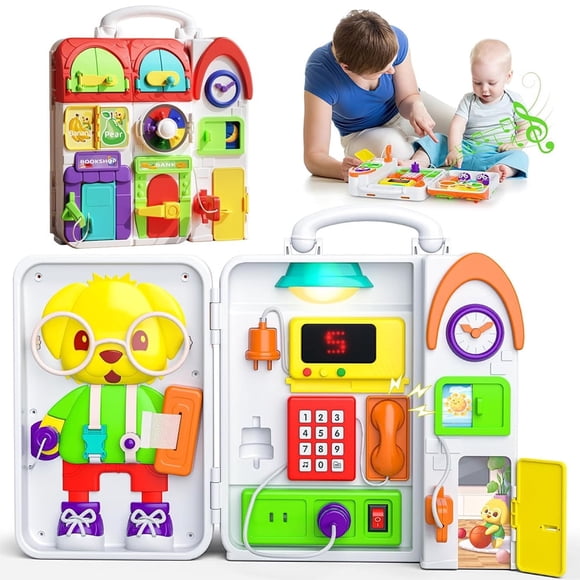 CHOK Busy Board Montessori Toys for Toddlers Interactive Sensory Toys for 1 2 3 Year Old Boy Girl Bilingual Educational Baby Toys for 12-18 Months Travel Toys for 1+ Year Old Birthday
