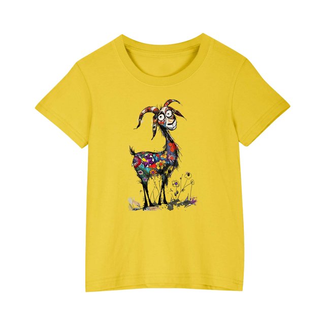 RXIRUCGD 2025 Vêtements d'Été pour Enfants T-shirt Imprimé Mode Mignon Col Rond Manches Courtes