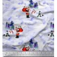 thumbnail image 1 of Soimoi Rayon Fabric Snowman,Santa & Tree Christmas Printed Fabric 1 Yard 56 Inch Wide, 1 of 3