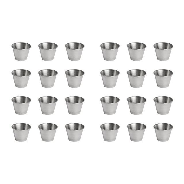 24 Tasses à Condiments en Acier Inoxydable, Tasses à Sauce de Qualité Commerciale, Tasses à Condiments en Cornet, Tasses à Portions