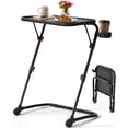 thumbnail image 1 of Homy Casa Folding Accent Table, Adjustable Height, Space-saving Design with Cup Holder, Black, 1 of 13