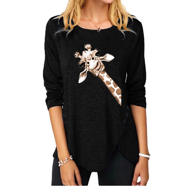 T-shirt à Manches Longues Imprimé Irrégulier pour Femmes