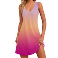 thumbnail image 2 of Ovzne Robes d'Été pour Femmes Robe d'Été Dégradée Sans Manches Col en V avec Poche Robe de Printemps en Liquidation, 2 of 6