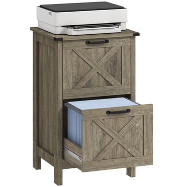 HOMCOM Classeur avec 2 Tiroirs, Armoire de Classement pour Formats A4 et Lettre, Gris Lavé