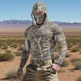 thumbnail image 2 of Chandail à Capuchon Rafraîchissant pour Hommes Unisexe à Imprimé Camouflage, Couvre-Visage et Protection Solaire UPF, Haut à Manches Longues Coupe Raglan avec Tissu Ultraléger Qui Évacue l'Humidité, Capuche Ajustable pour Aventures d'Été Style Décontracté Sportif, 2 of 9