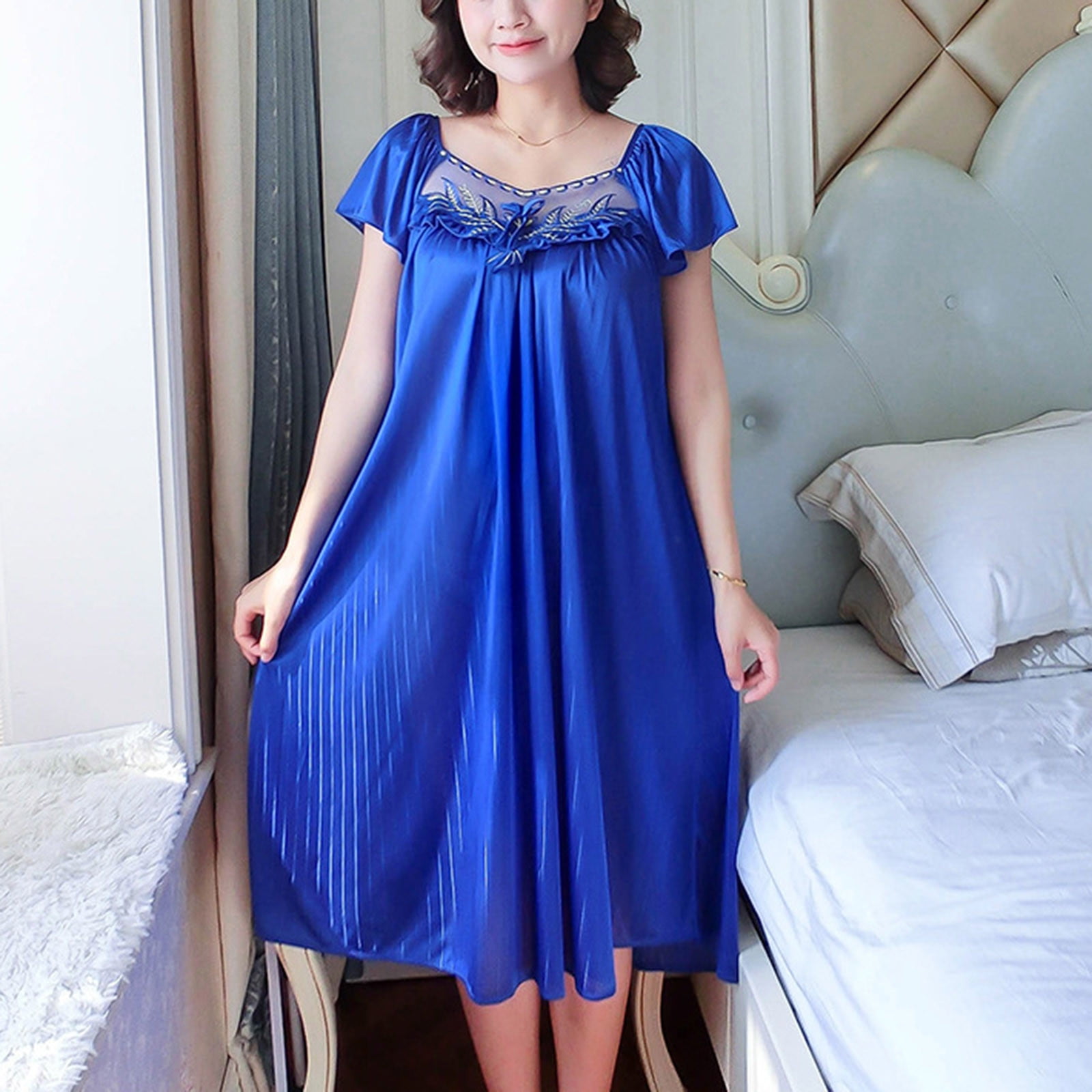 blue moo moo dress Sakmal Moomoo Nightgowns Women Cloud-Like Pleated Stretchy Mumu Floral Long Short Sleeve Square Neckline Nightgowns Outfit Option:Puff Sleeve Shirt Only-Long Sleeve buttery soft feel men's chukka dress boots STAUD Laura Linen Dress