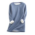 thumbnail image 2 of Chandail en Molleton Doublé Sherpa en Polaire pour Femmes, Chandail Chaud d'Hiver, Col Rond, Automne, Tunique de Détente, Rouge Melon D\'eau 2TG, 2 of 7