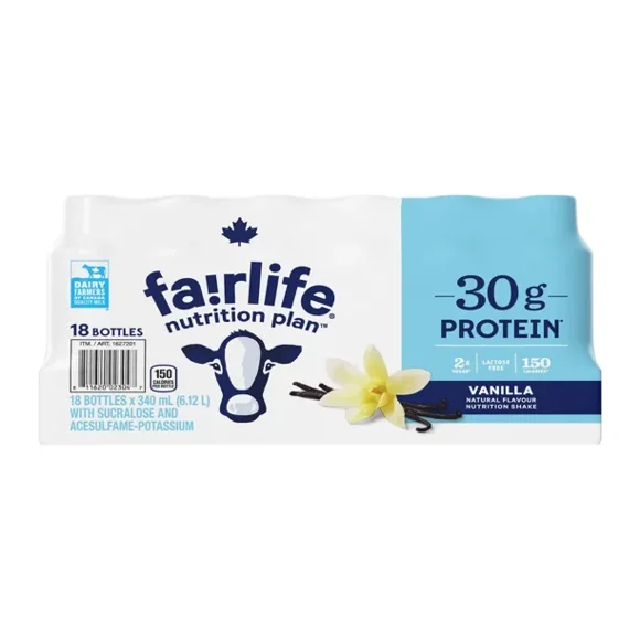 Fairlife Boisson Protéinée à la Vanille, 18 x 340 ml