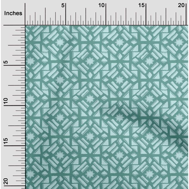 oneOone Georgette Viscose Fabric Geometric Block Printed Fabric 1 Yard 42 Inch Wide