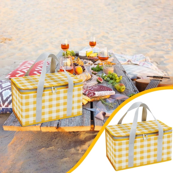 Cagogo Outdoor Picnic Bag, Large Capacity Insulated Picnic Basket for Camping Travel, Portable Thermal Bento Bag for Food Storage, Waterproof Picnic Tote for Beach Park Hiking Outdoor Activities