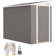 thumbnail image 1 of Outsunny 4' x 8' Lean to Outdoor Shed with Lock, Light Grey, 1 of 10