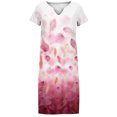 thumbnail image 4 of SMihono Robe Bohème d'Été pour Femmes Grande Taille Robes à Manches Courtes pour Femmes Mode Fleurs Imprimées Robe Soleil Taille Col en V Robe Longueur Genou, 4 of 5