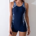 thumbnail image 1 of Xdegoge One Piece Swimsuit for Women Athletic Training Bathing Suit Sleeveless Racerback Slim Fit Geometric Print Side Panel Stretchy Quick Dry Professional Sporty Surfing Beachwear Bodysuits, 1 of 9