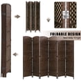 thumbnail image 3 of FDW 6 Panel Room Divider Folding Privacy Screen, 6FT Portable Indoor Partition Wall, Wooden Folding Room Separator, Brown, 3 of 7