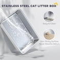 thumbnail image 4 of PawHut XL Stainless Steel Cat Litter Box with High Wall Side, Scoop, 4 of 10