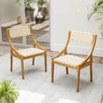 thumbnail image 2 of Costway 1 PCS Outdoor Dining Chair Teak Wood Armless Patio Chair with Webbing Seat & Backrest, 2 of 9