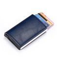 thumbnail image 2 of yeacher Men's RFID-Blocking Aluminum Cardholder Wallet with Auto-Eject Function, Brown Leather Credit Card Case for Business and Travel, 2 of 6