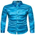 thumbnail image 1 of Men‘s Silk Satin Long Sleeve Shirt Ruffled Vintage Wedding Tuxedo Shirts, 1 of 4