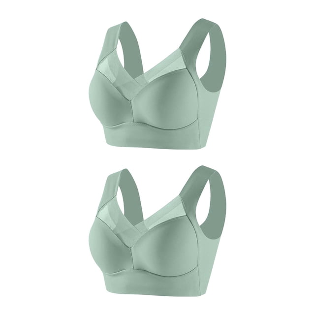 Yuyuzo 2 Pack Plus Size Womens Sport Bras Full Coverage Wireless Seamless Padded Lifting Push up Bras