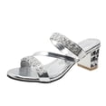 thumbnail image 2 of Cameland Women's Summer New Plus Size Medium And Round Head Rhinestones With Comfortable Sandals, 2 of 8