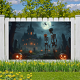 thumbnail image 3 of Spooky Scene Halloween Banner Gothic Theme Pumpkin Lantern Skeleton Design Cemetery Setting for Halloween Party Event Decor, 3 of 5