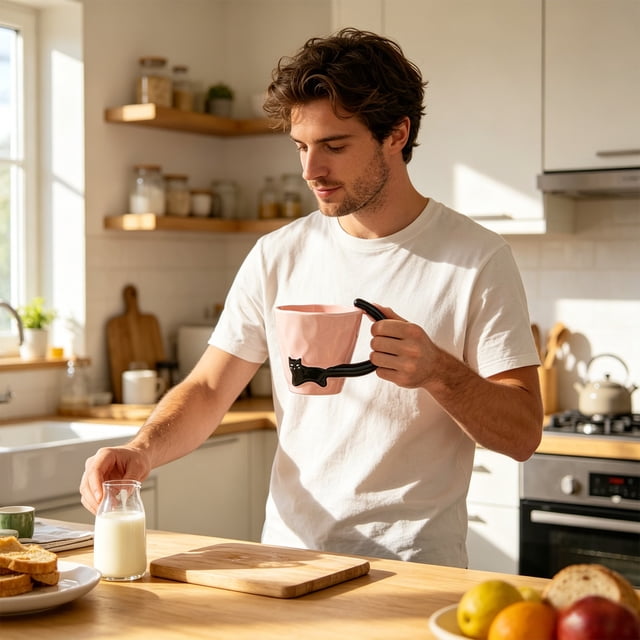 Ceramic Coffee Mug for Office Bedroom and Home – Hot and Cold Beverage Cup with Comfortable Grip for Desk or Living Room Use