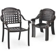 thumbnail image 1 of Costway 4pcs Patio Cast Aluminum Armrest Chairs Dining Stackable Outdoor Bronze, 1 of 8