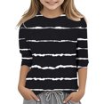 thumbnail image 2 of Splozh Vêtements pour Tout-Petites Fille Fille Décontracté Col Rond Manches Trois Quarts T-Shirt Régulier Basique Haut à Manches 3/4 Noir, 8-9 Ans, 2 of 5