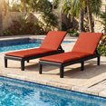 thumbnail image 1 of Gymax Lot de 2 Chaises Longues de Patio Fauteuil Inclinable avec Dossier Réglable à 3 Positions et Coussin Noir et Orange, 1 of 10