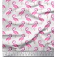 thumbnail image 1 of Soimoi White Poly Georgette Fabric Flamingo Bird Print Sewing Fabric Yard 52 Inch Wide, 1 of 3