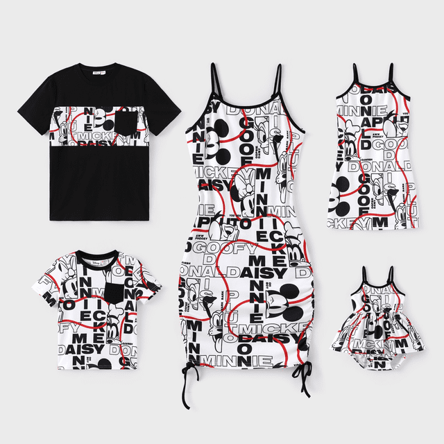 Disney Disney Mickey et Ses Amis Assortis pour la Famille Robe/t-Shirt/combinaison Décontractés à Motif Graffiti